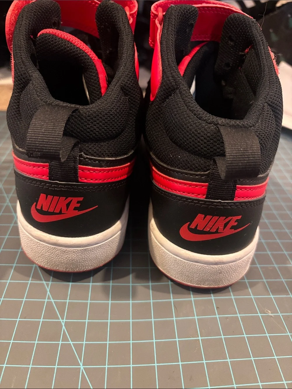 Nike Kids High-Top Sneakers in Black and Red